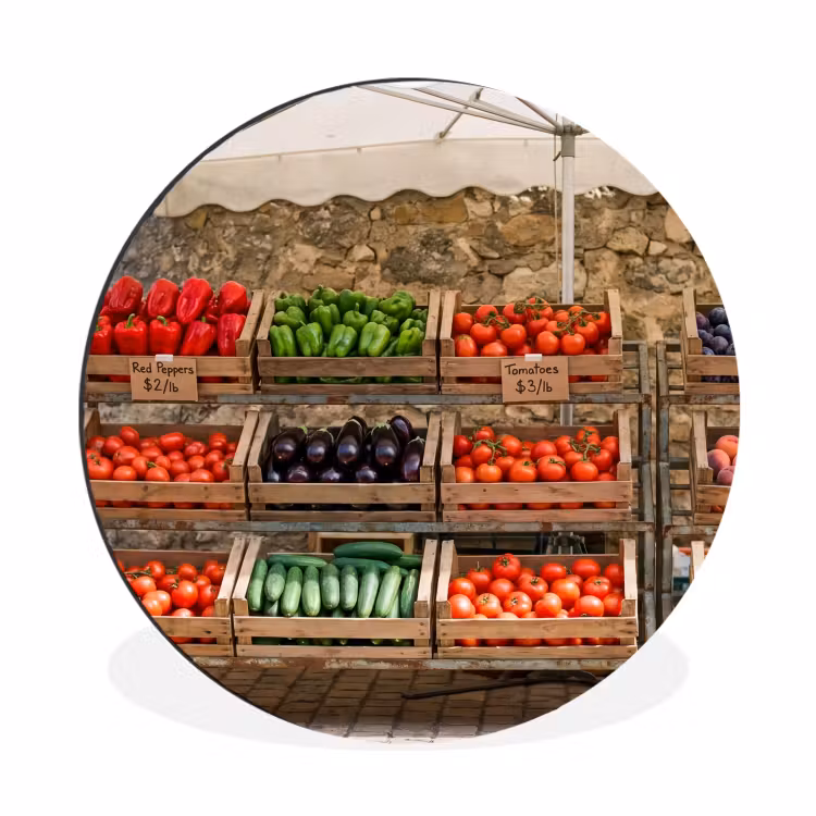 Muurcirkel aluminium - Eten - Markt - Vers - Eten - Markt - Vers Wandcirkel aluminium klein