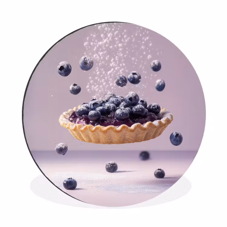Eten - Taart - Bessen - Blauw Wandcirkel aluminium klein -3d