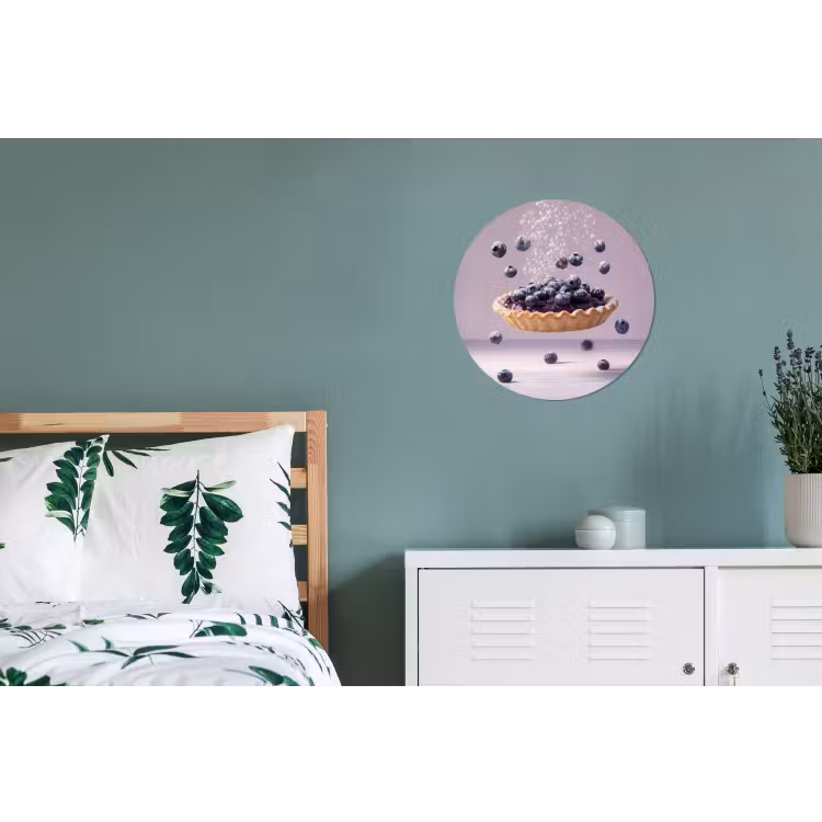 Eten - Taart - Bessen - Blauw Wandcirkel aluminium klein -slaapkamer