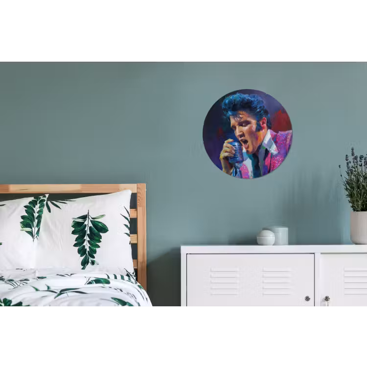 Expressief - Microfoon - Paars Wandcirkel aluminium klein -slaapkamer