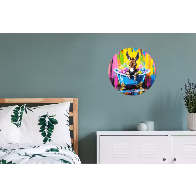 Ezel - Badkuip - Roze - Schuim Wandcirkel aluminium klein -slaapkamer