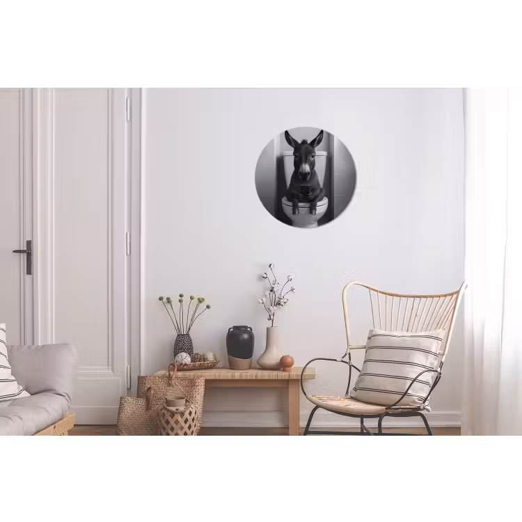 Ezel - Telefoon - Toilet - Zwart - Wit Wandcirkel aluminium klein -woonkamer