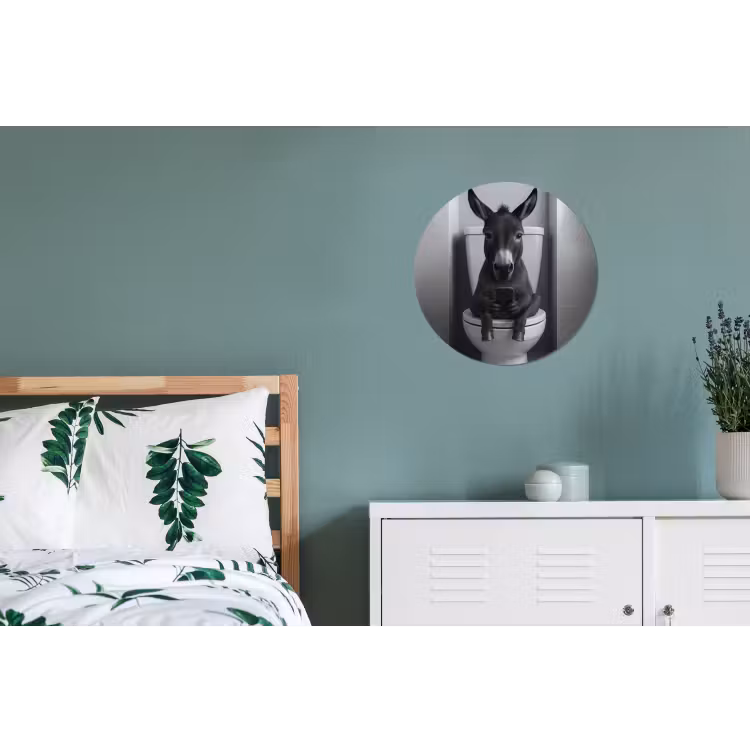 Ezel - Telefoon - Toilet - Zwart - Wit Wandcirkel aluminium klein -slaapkamer