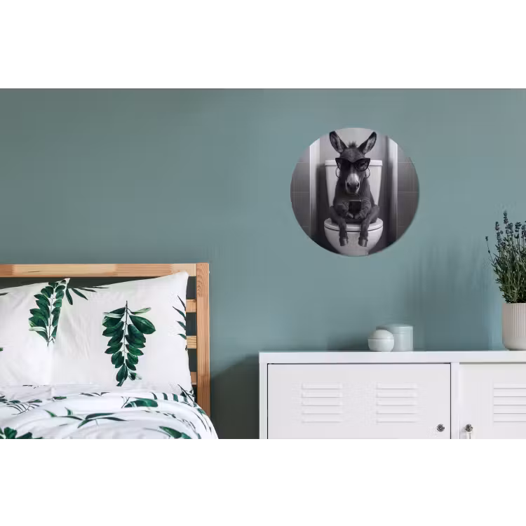 Ezel - Telefoon - Toilet - Zwart - Wit Wandcirkel aluminium klein -slaapkamer