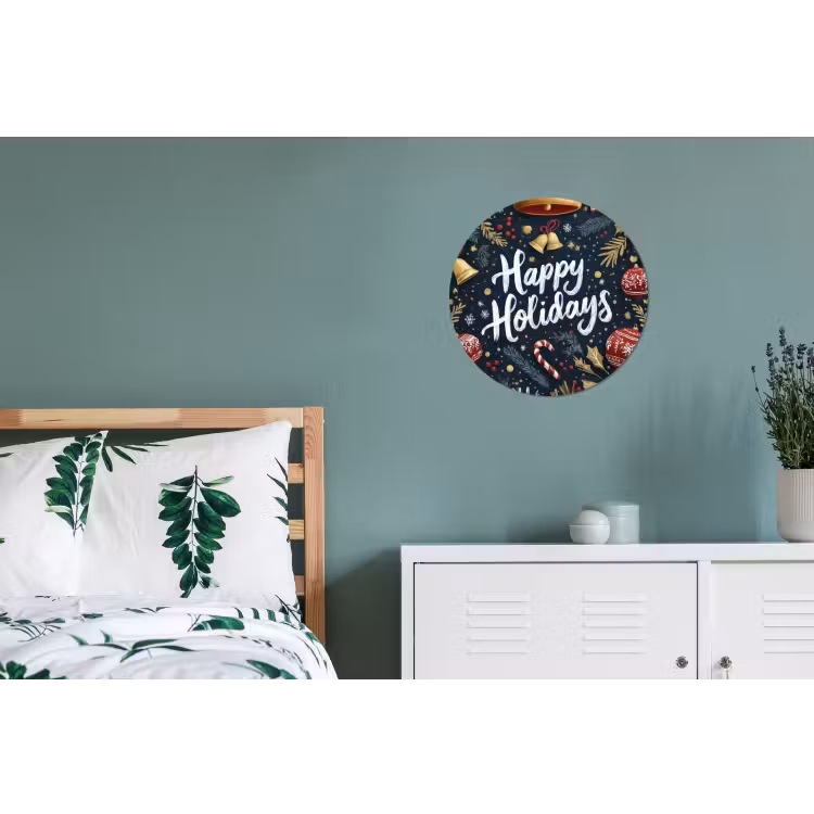 Feestelijk - Kerstgroet - Kleurrijk Wandcirkel aluminium klein -slaapkamer