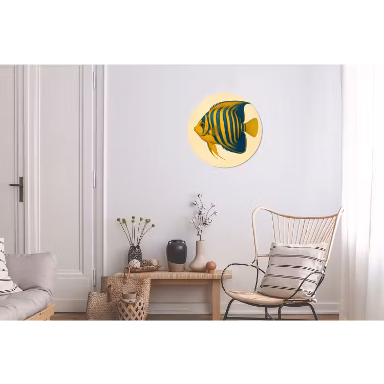 Felgeel - Vis - Strepen - Vinnen Wandcirkel aluminium klein -woonkamer