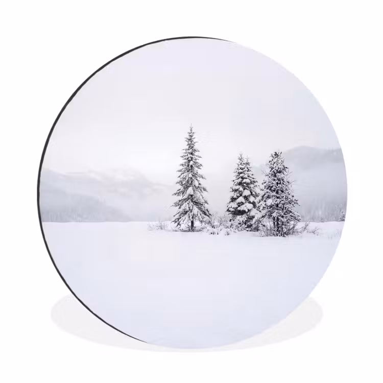 Fijnsparren - Sneeuw - Winter - Landschap - Stilte Wandcirkel aluminium klein -3d