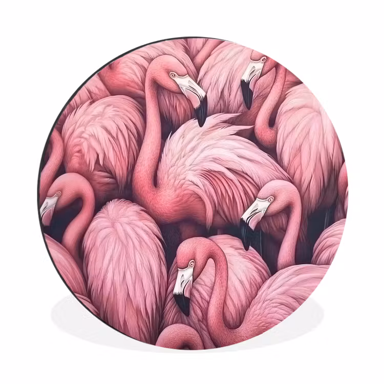 Flamingo - Roze - Dieren Wandcirkel aluminium klein -3d