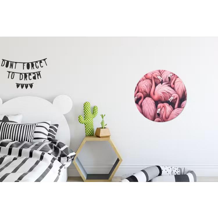 Flamingo - Roze - Dieren Wandcirkel aluminium klein -kinderkamer