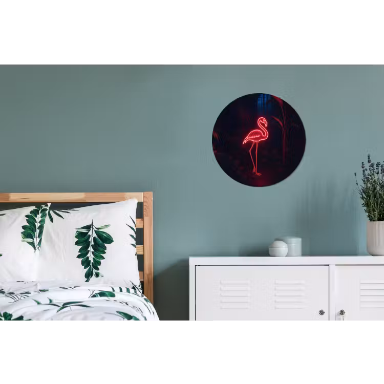 Flamingo - Roze - Neon - Licht Wandcirkel aluminium klein -slaapkamer