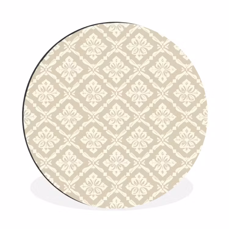 Floraal - Ornament - Beige Wandcirkel aluminium klein 190 -3d
