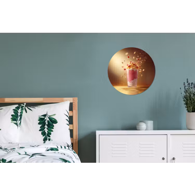 Framboos - Smoothie - Drinken - Roze Wandcirkel aluminium klein -slaapkamer
