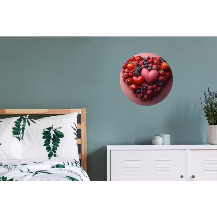 Fruit - Hartjes - Aardbeien - Frambozen - Bosbessen Wandcirkel aluminium klein -slaapkamer