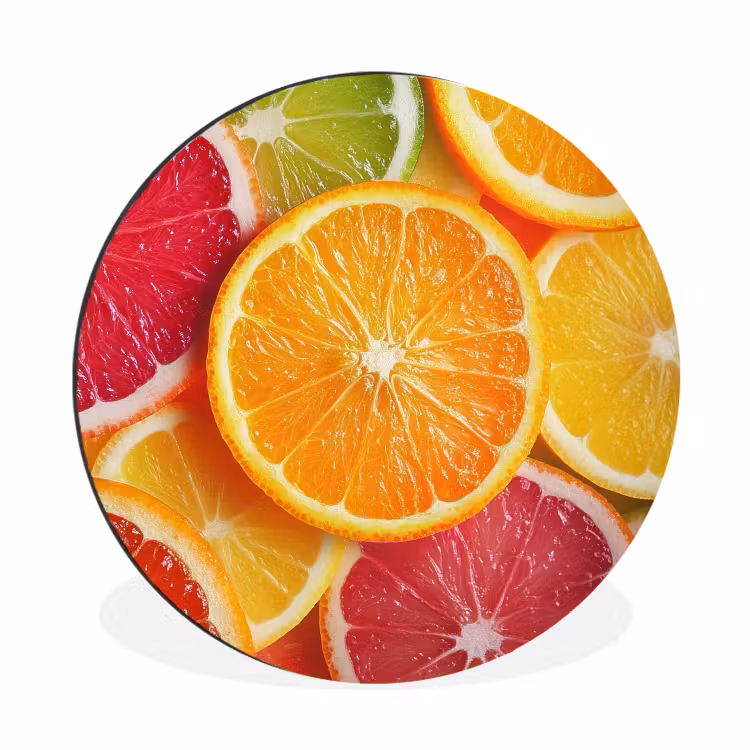 Fruit - Kleurrijk - Close up Wandcirkel aluminium klein -3d