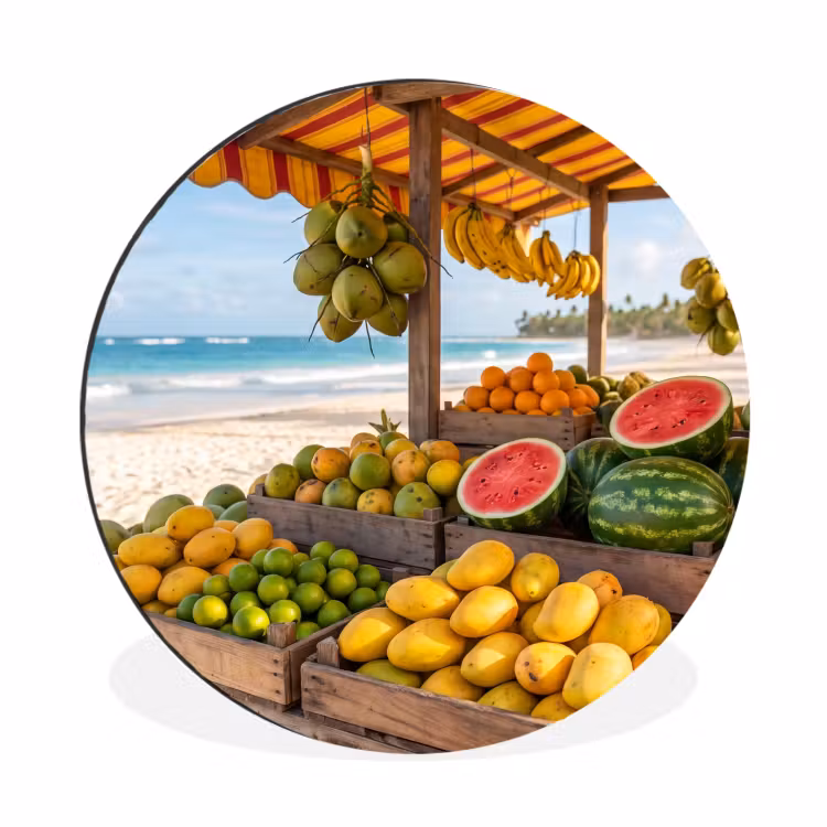 Muurcirkel aluminium - Fruit - Strand - Tropisch - Fruit - Strand - Tropisch Wandcirkel aluminium klein
