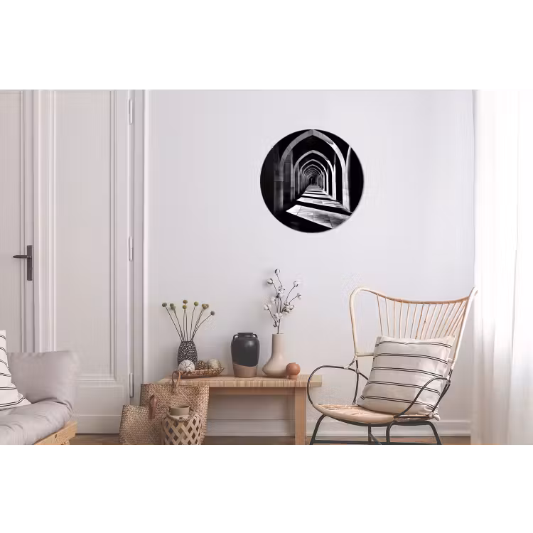 Gang - Bogen - Schaduw - Diepte Wandcirkel aluminium klein -woonkamer
