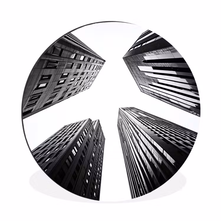 Gebouwen - Lucht - Zwart Wandcirkel aluminium klein -3d