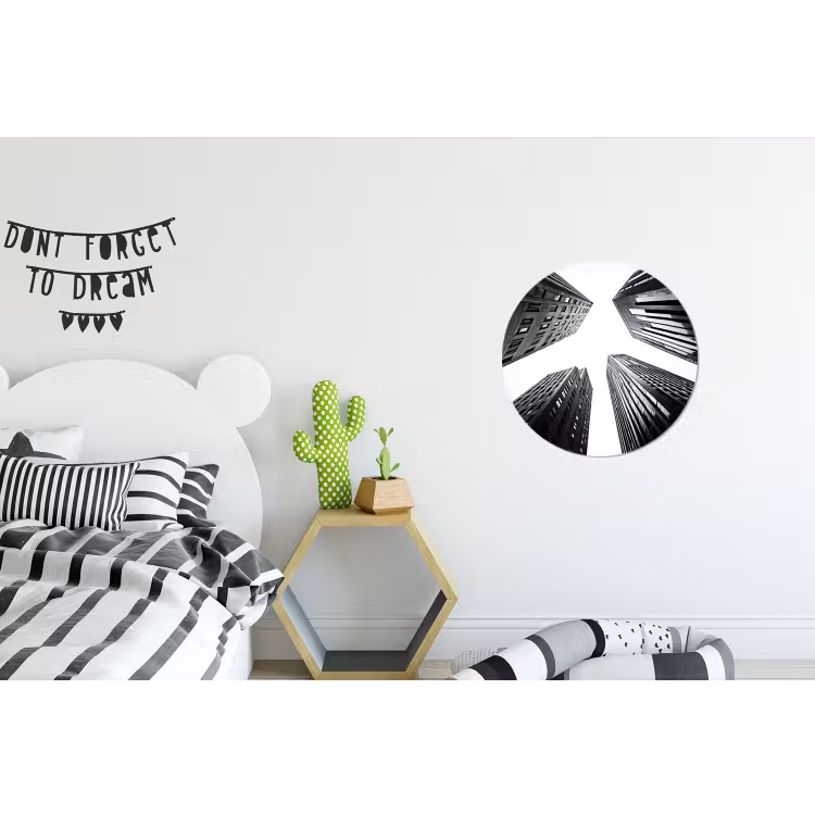 Gebouwen - Lucht - Zwart Wandcirkel aluminium klein -kinderkamer