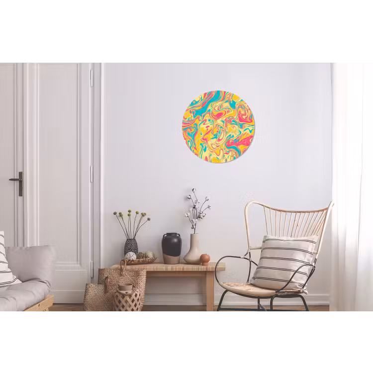 Geel - Roze - Blauw - Retro Wandcirkel aluminium klein -woonkamer