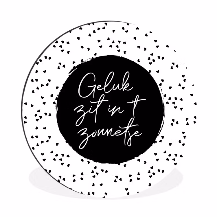Geluk zit in 't zonnetje - Quotes - Tekst - Zon - Zomer Wandcirkel aluminium klein -3d