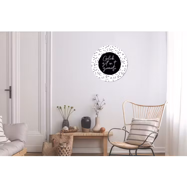 Geluk zit in 't zonnetje - Quotes - Tekst - Zon - Zomer Wandcirkel aluminium klein -woonkamer