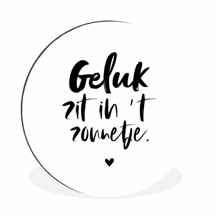 Geluk zit in 't zonnetje - Tekst - Zomer - Quotes Wandcirkel aluminium klein -3d