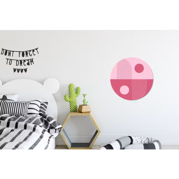Geometrie - Patroon - Abstract - Roze - Modern Wandcirkel aluminium klein -kinderkamer