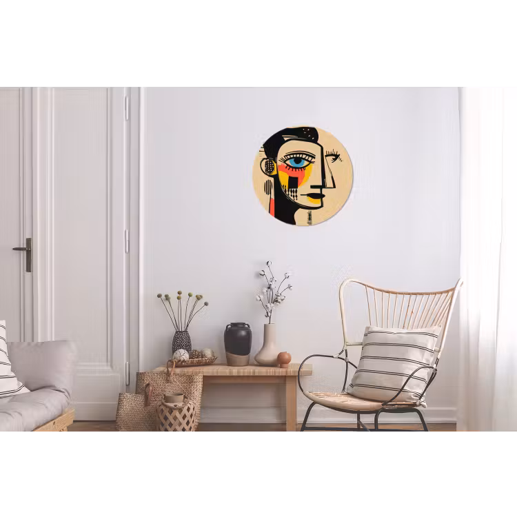 Geometrisch - Felle kleuren - Kubistische stijl Wandcirkel aluminium klein -woonkamer