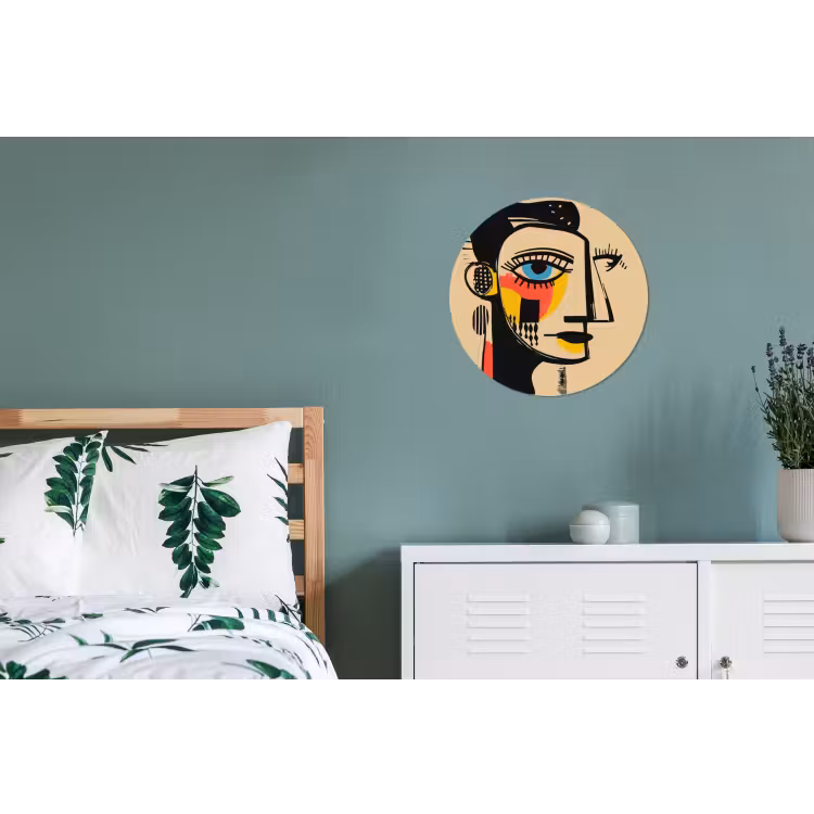 Geometrisch - Felle kleuren - Kubistische stijl Wandcirkel aluminium klein -slaapkamer