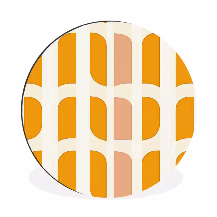 Geometrisch - Patroon - Geel - Roze Wandcirkel aluminium klein 190 -3d