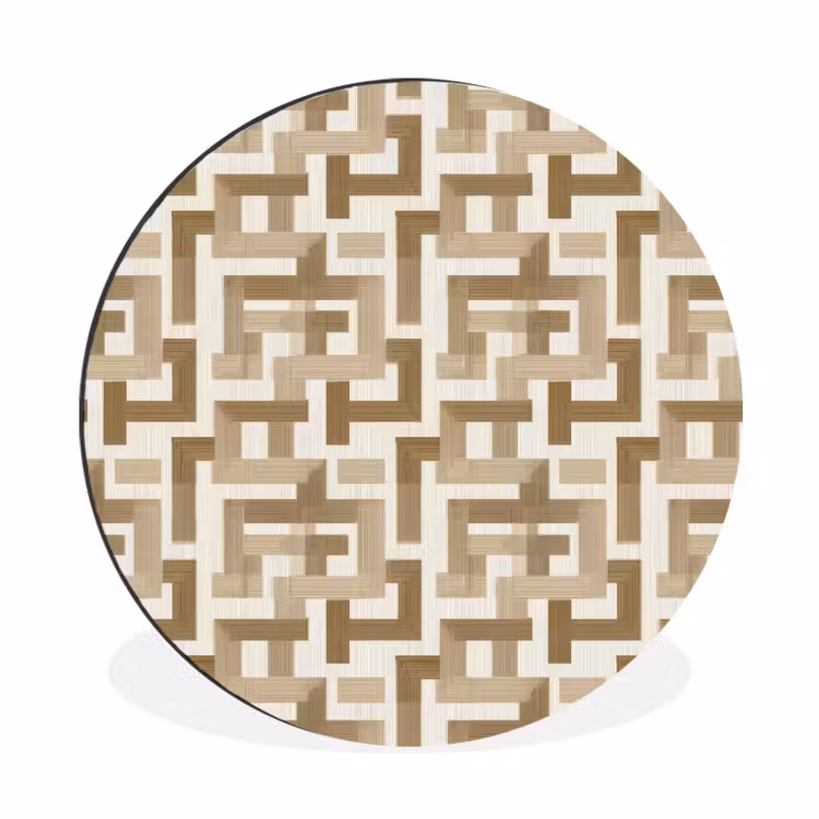 Geometrisch - Retro - Bruin Wandcirkel aluminium klein 190 -3d