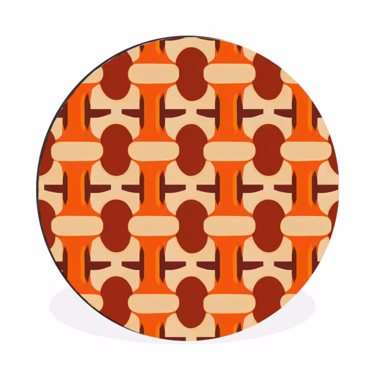 Geometrisch - Retro - Oranje Wandcirkel aluminium klein 190 -3d