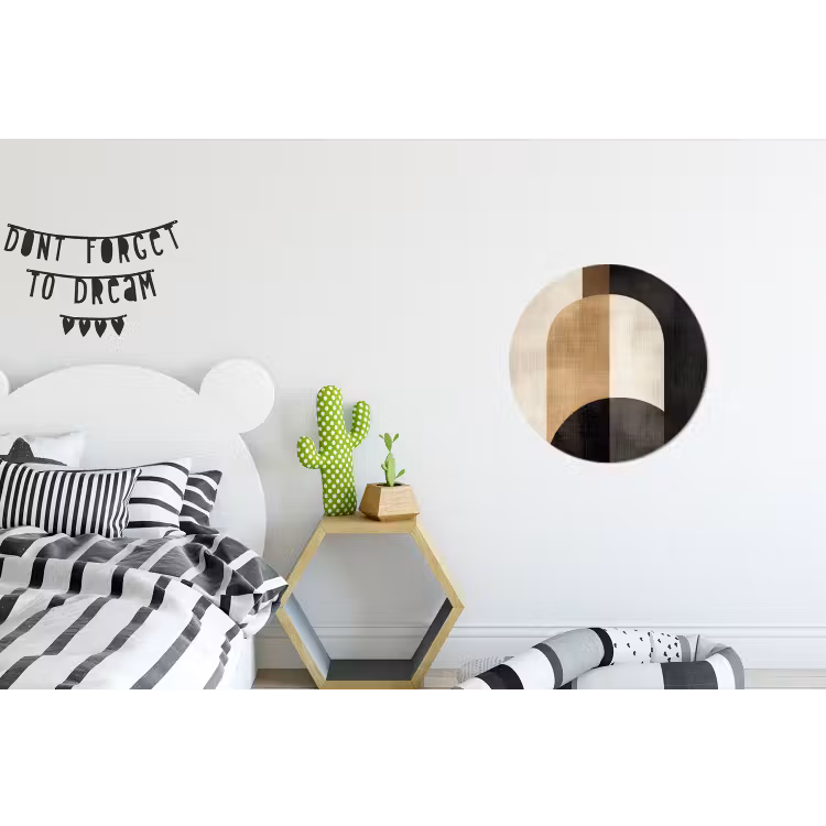 Geometrische - Vormen - Wit Wandcirkel aluminium klein -kinderkamer