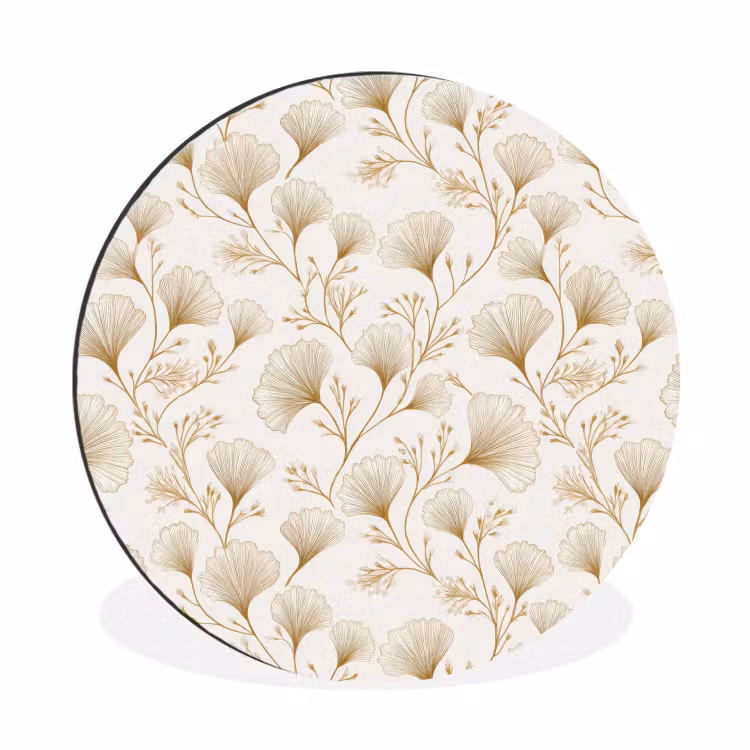 Ginkgo - Takken - Goud Wandcirkel aluminium klein 190 -3d