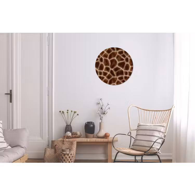 Giraf - Bruin - Vacht Wandcirkel aluminium klein 190 -woonkamer