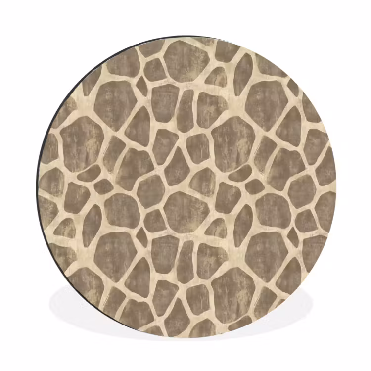 Giraf - Patroon - Beige - Bruin Wandcirkel aluminium klein 190 -3d