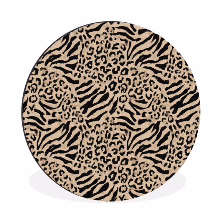 Giraf - Zebra - Motief - Bruin Wandcirkel aluminium klein 190 -3d