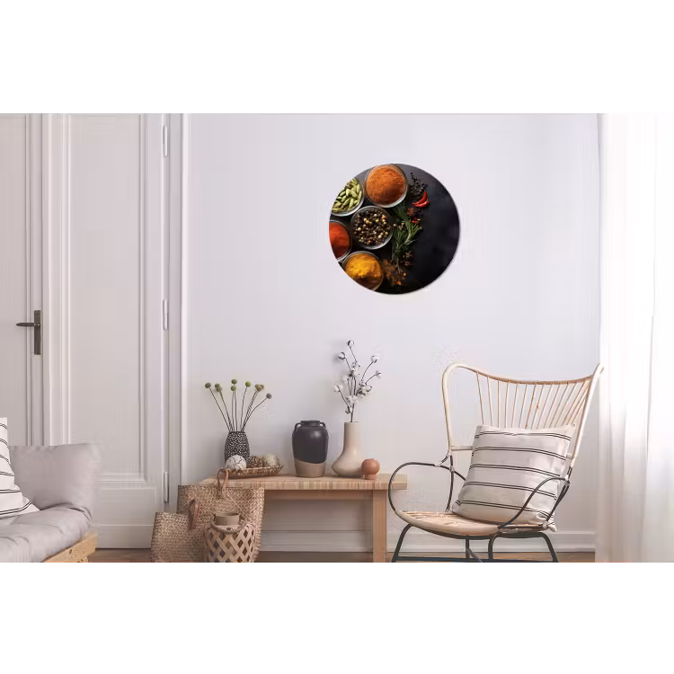 Glazen - Bakjes - Blaadjes - Kruiden Wandcirkel aluminium klein -woonkamer