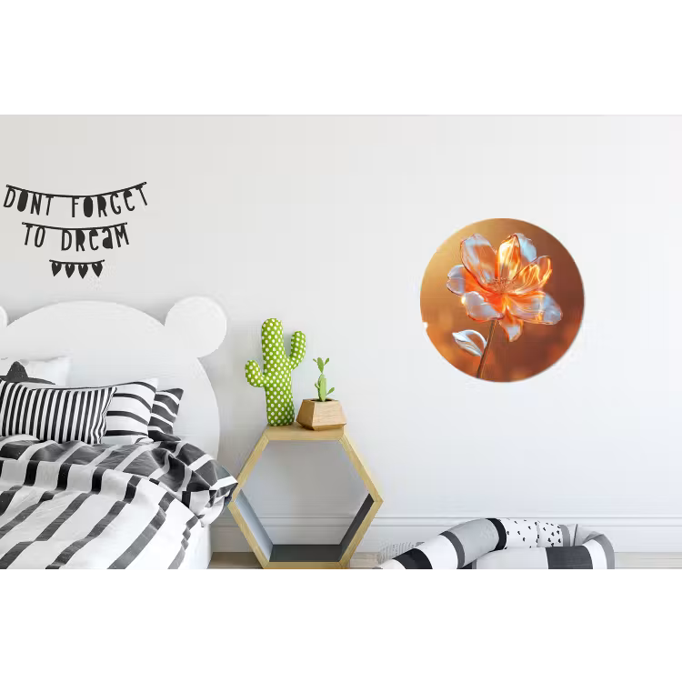 Glazen - Bloem - Zonlicht Wandcirkel aluminium klein -kinderkamer