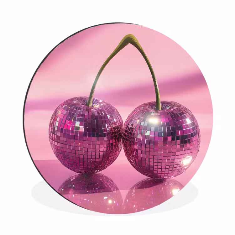 Glitter - Discobol - Roze - Kersen Wandcirkel aluminium klein -3d