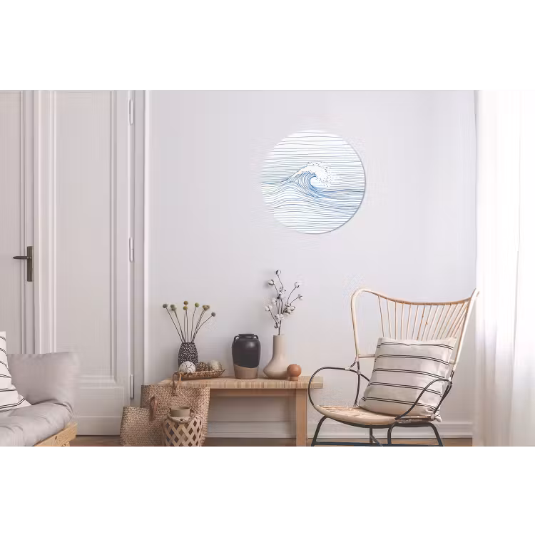 Golf - Brekende - Natuur - Minimalistisch - Blauw Wandcirkel aluminium klein -woonkamer