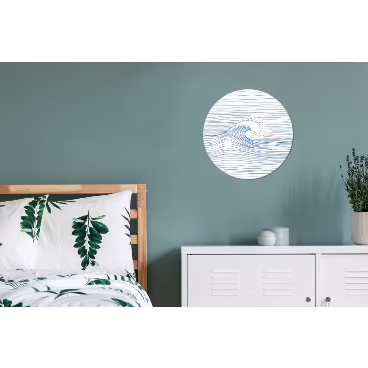 Golf - Brekende - Natuur - Minimalistisch - Blauw Wandcirkel aluminium klein -slaapkamer