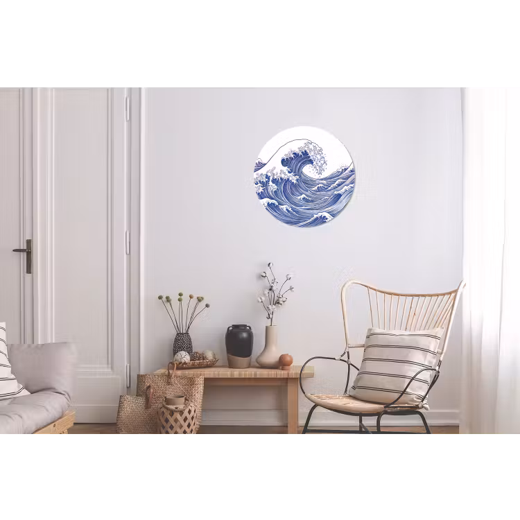 Golf - Japans - Zee - Illustratie - Blauw Wandcirkel aluminium klein -woonkamer
