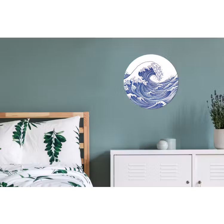 Golf - Japans - Zee - Illustratie - Blauw Wandcirkel aluminium klein -slaapkamer