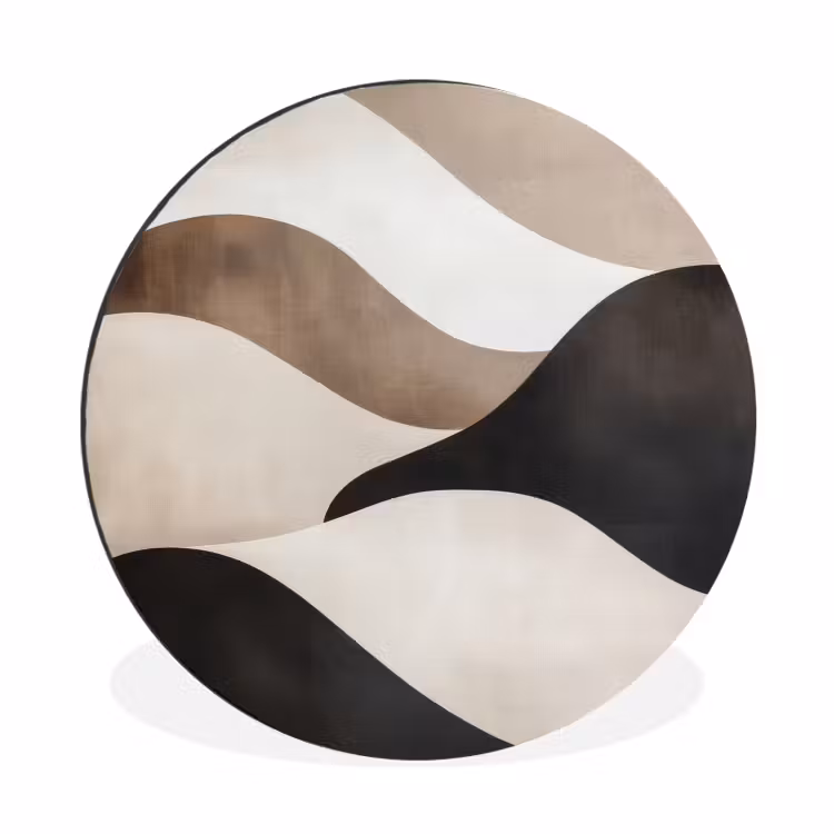 Golven - Abstract - Beige Wandcirkel aluminium klein -3d