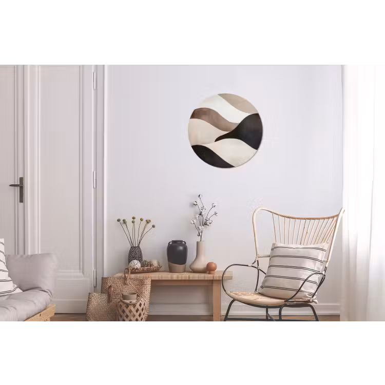 Golven - Abstract - Beige Wandcirkel aluminium klein -woonkamer