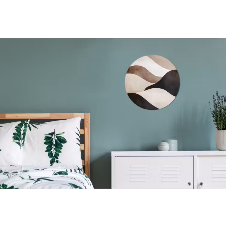 Golven - Abstract - Beige Wandcirkel aluminium klein -slaapkamer