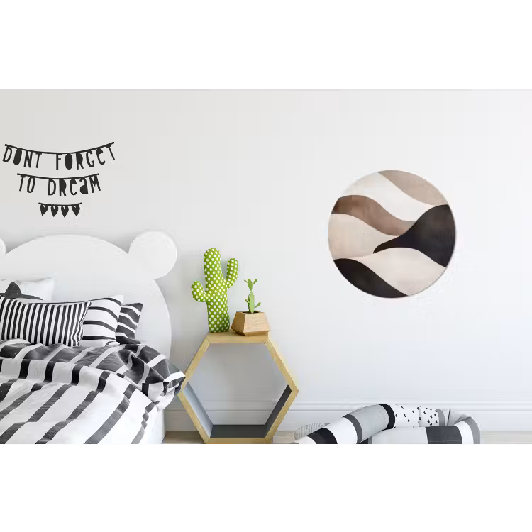 Golven - Abstract - Beige Wandcirkel aluminium klein -kinderkamer