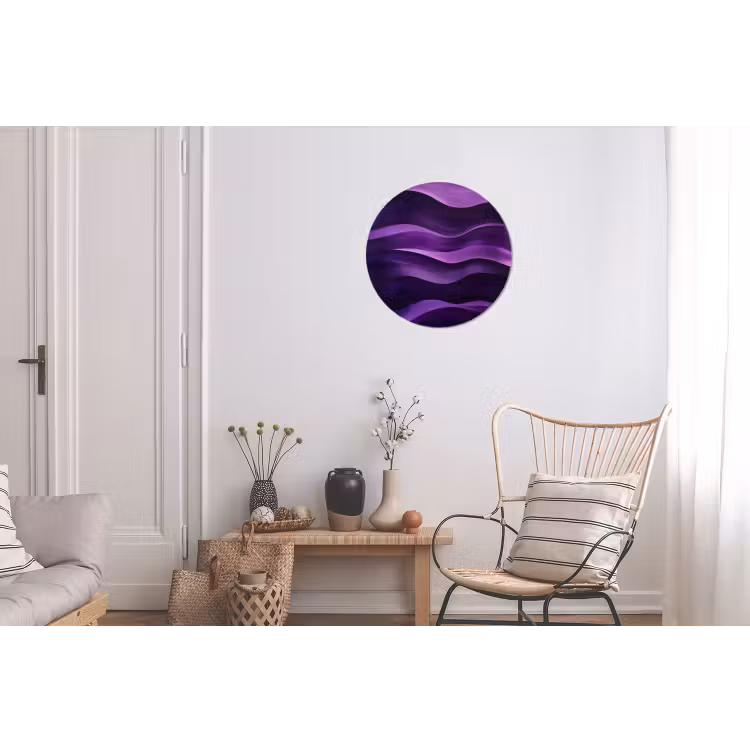 Golven - Abstract - Paars Wandcirkel aluminium klein -woonkamer