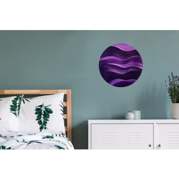 Golven - Abstract - Paars Wandcirkel aluminium klein -slaapkamer
